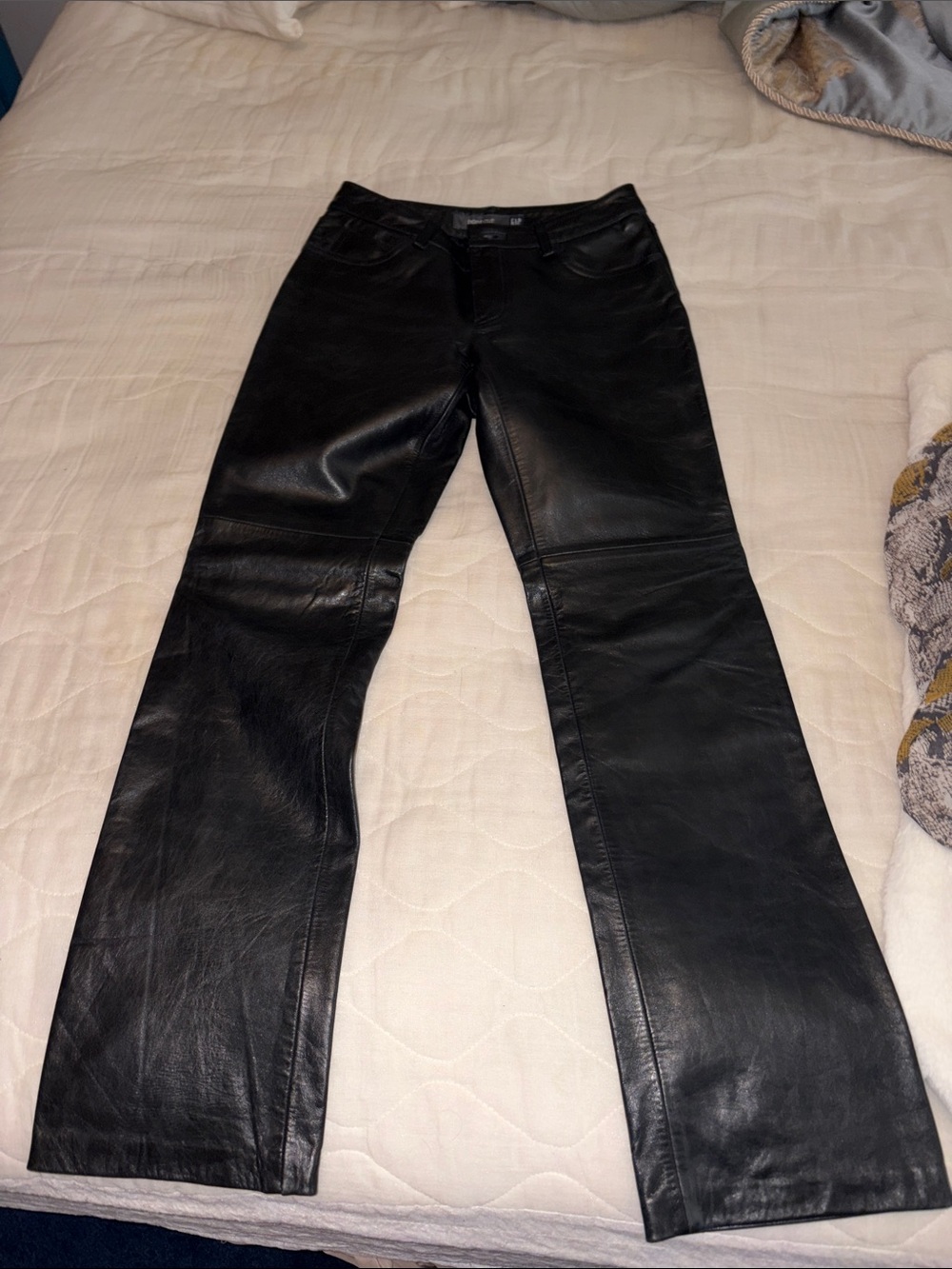 GAP Black Leather Flare Pants
